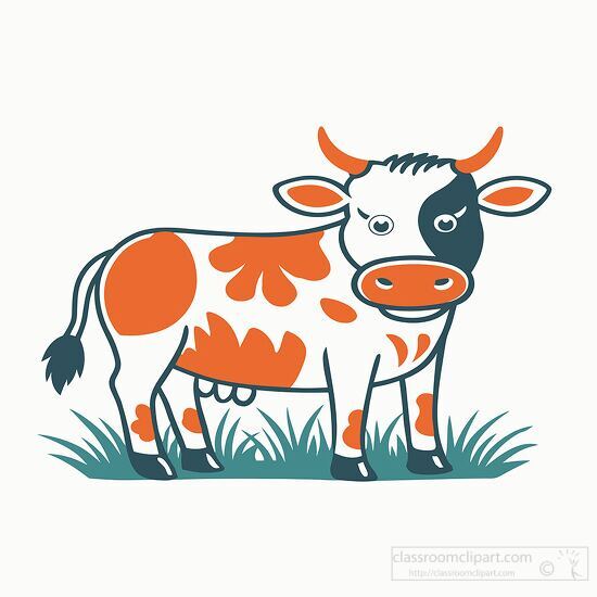 cow with one black and one orange spot clipart