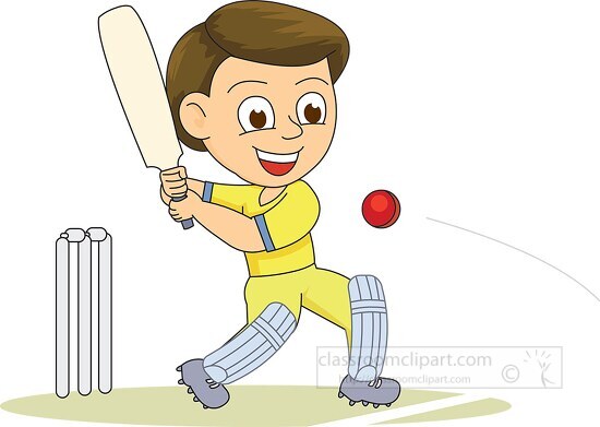 cricket batsman prepares to hit ball clipart