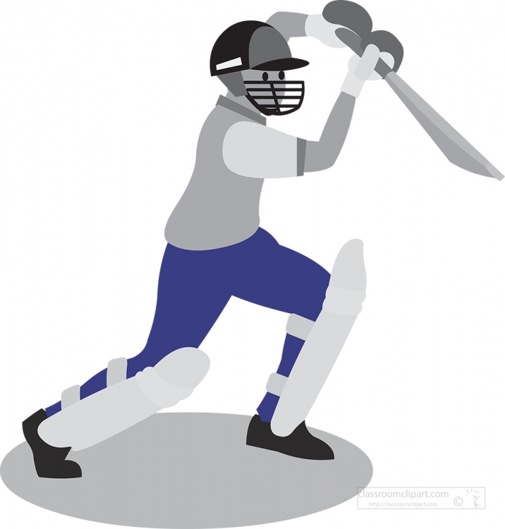 Cricket batter wearing prtective gear gray color clipart