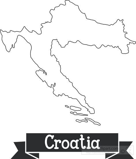 croatia black outline text on ribbon