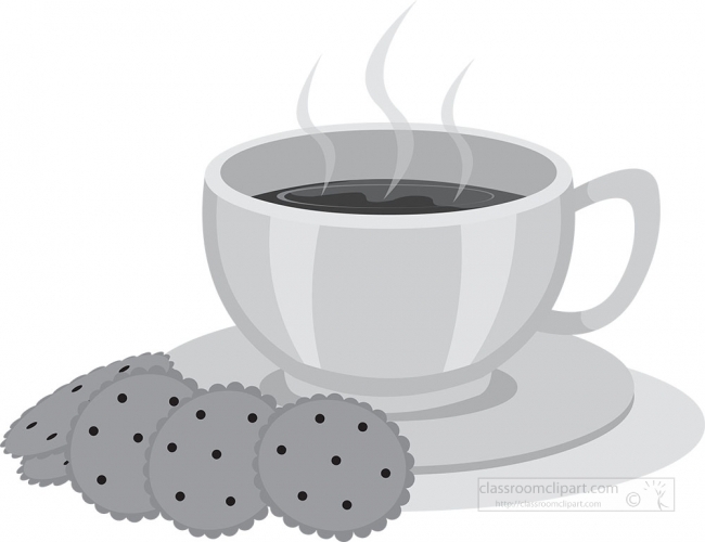 cup of tea and biscuits gray color clipart