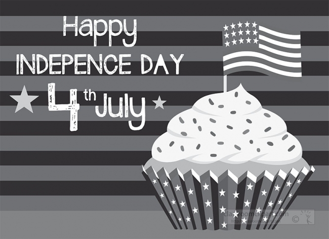 cupcake flag fourth of July independence day gray clipart