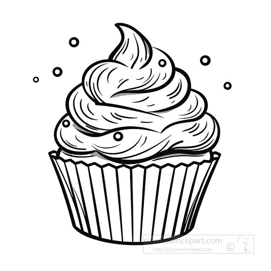 cupcake with cream coloring book sketch clipart printable