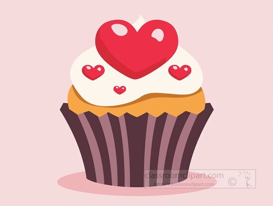cupcake with large red heart decoration