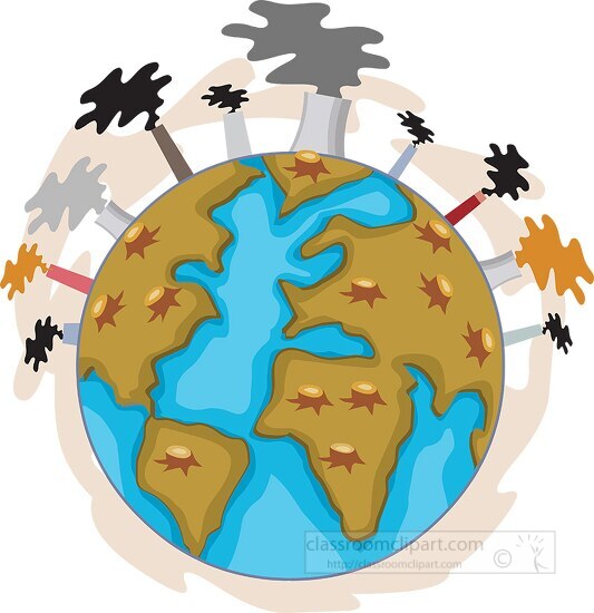 cut down trees and industrial pollution earth day clipart