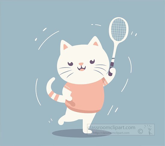 cut white cats plays badminton