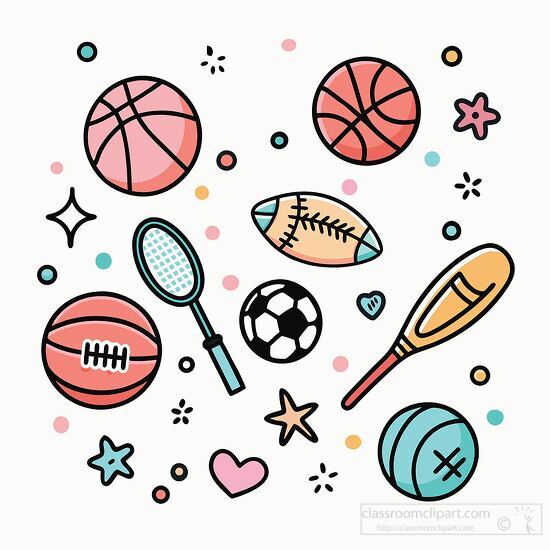 Cute and colorful sports icons for kids