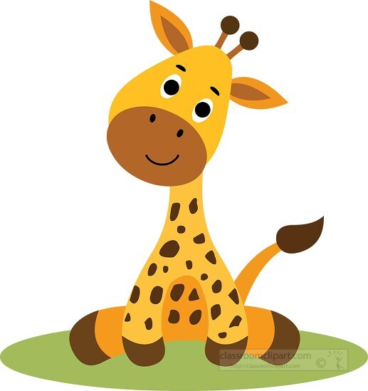 cute baby african giraffe sitting on all four legs clipart