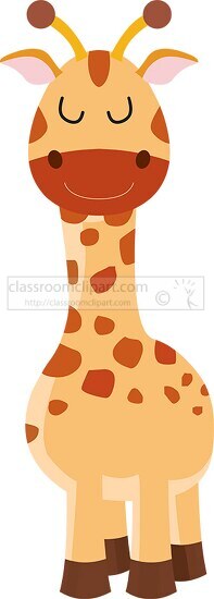 cute baby african giraffe with eyes closed clipart