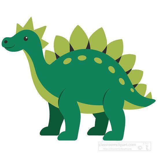 cute baby green cartoon Stegosaurus clipart