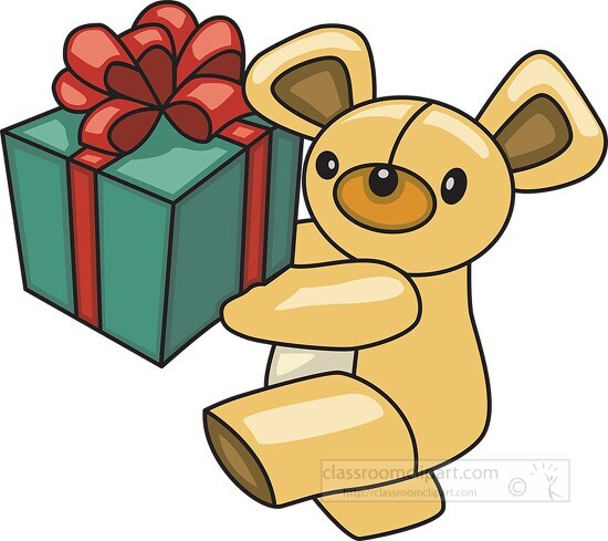 cute bear holding gift clipart