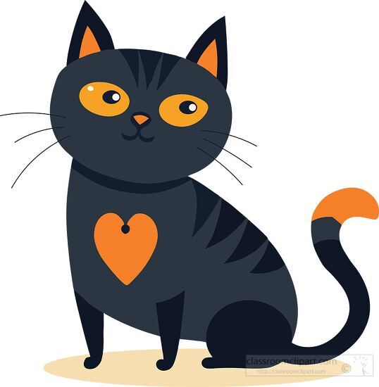 cute black cat with heart shaped patch