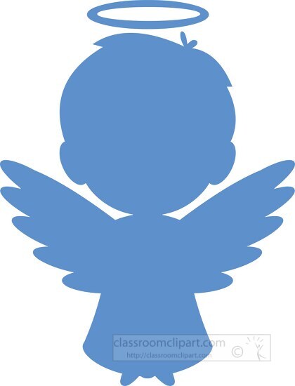 cute boy angel blue silhouette clip art