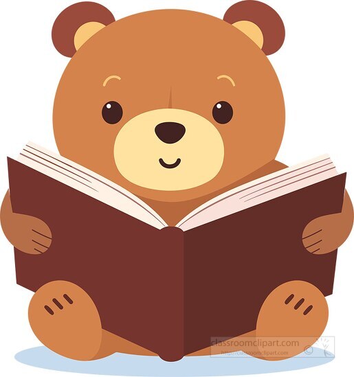 cute brown bears holds book large book