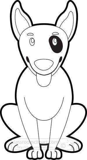 cute bull terrier dog with spot on one eye printable outline cli