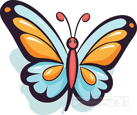 cute butterfly drawing with a mix of vibrant blue and yellow hue