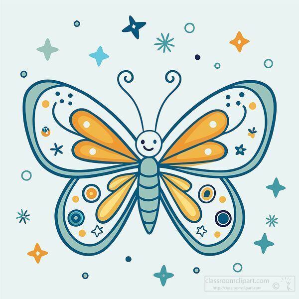 cute butterfly with colorful patterns on its wings has a backgro