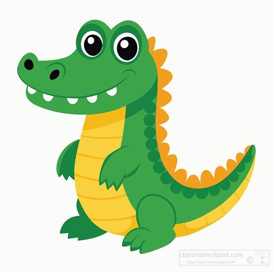 cute cartoon alligator with a happy expression clipart