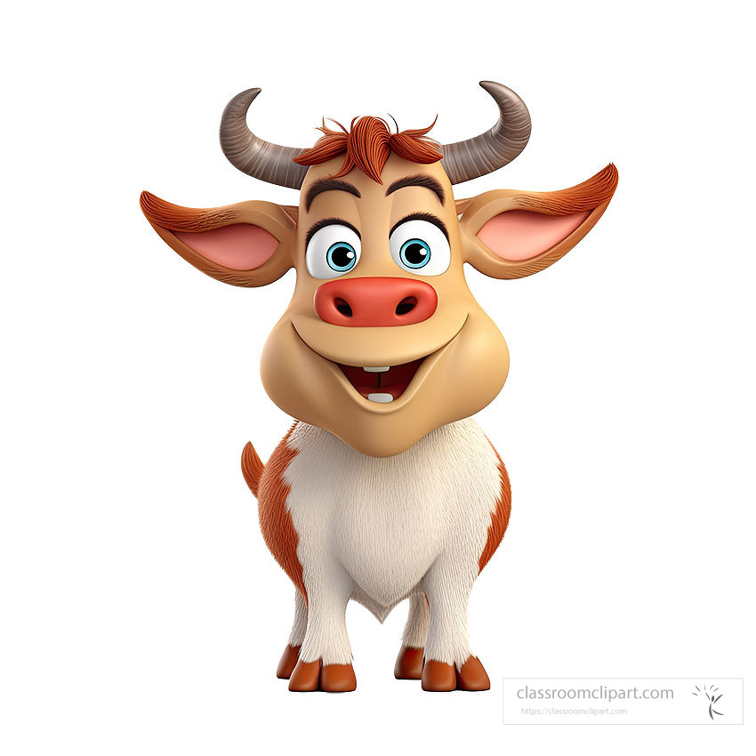 cute cartoon bull character 3d