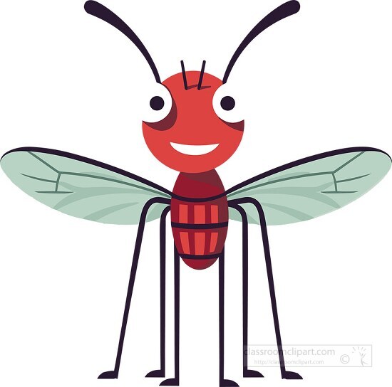 cute cartoon flying mosquito insectwith large eyes and head