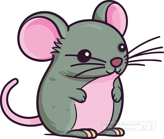 cute cartoon mouse with long wiskers pink tail