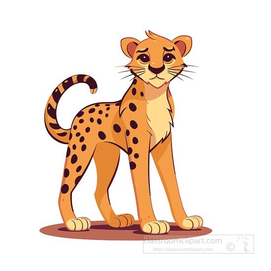 cute cartoon style cheetah stands on all fours clip art