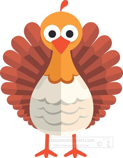 Thanksgiving Clipart-cute cartoon style turkey with big eyes