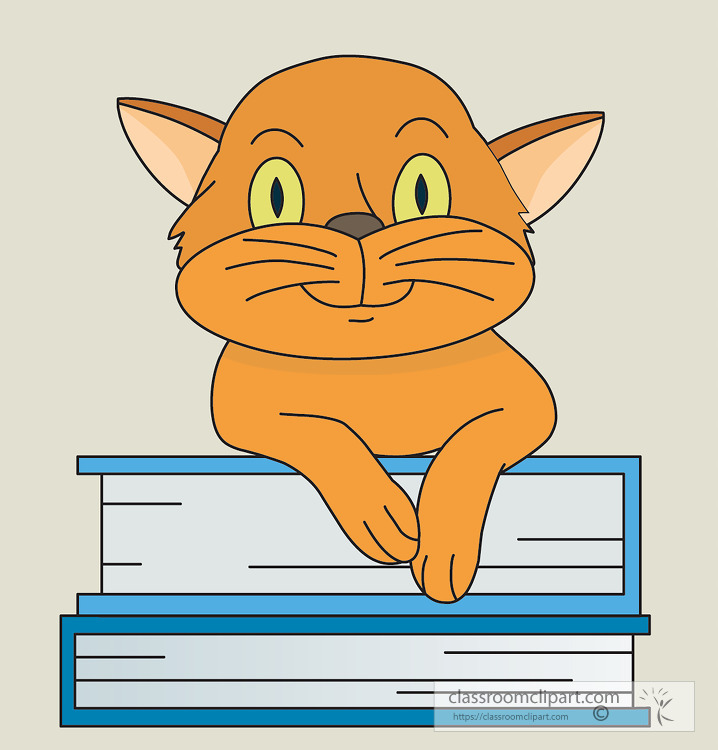 cute cat_sits on a book transparent