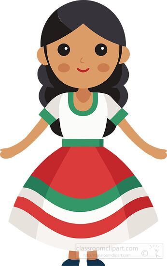 cute character wearing traditional Mexican clothing in a colorfu