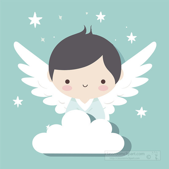 cute child like angel resting on a cloud clip art