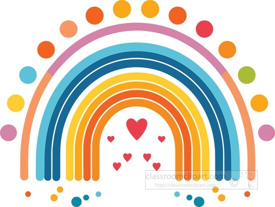 cute coloful rainbow illustration with a heart filled center