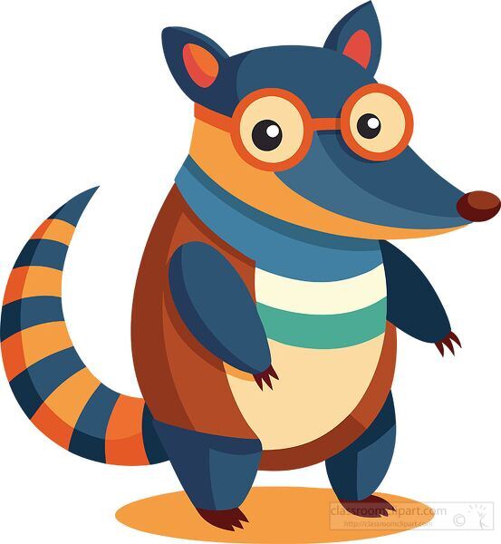 cute colorful cartoon style standing armadillo 