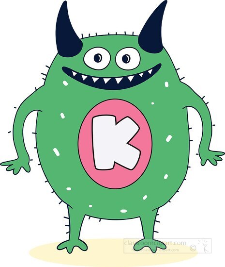 cute colorful monster with the letter K