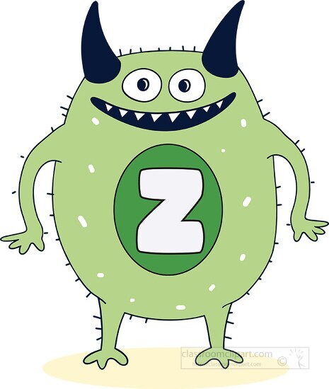 cute colorful monster with the letter Z