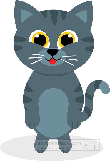 cute dark grey kitten standing in a playful manner clipart