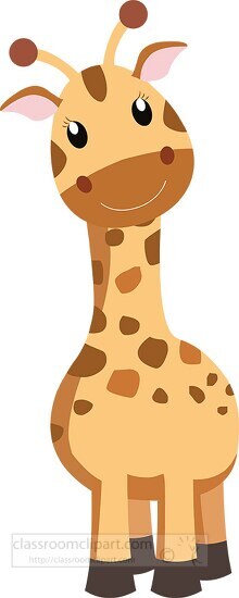 cute giraffe animal standing front view vector clipart