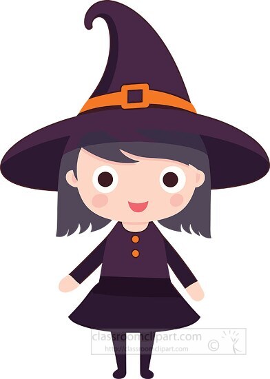 cute girl wearing halloween witch costume