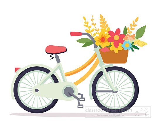 cute girls bicycle with a basket of flowers
