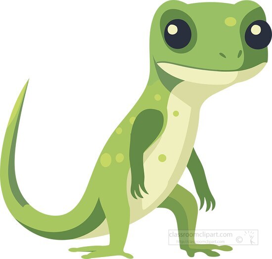 cute green gecko standing on hind legs