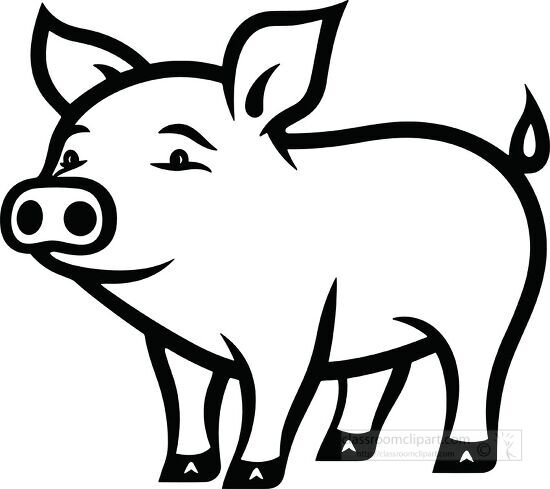 pig black and white clipart