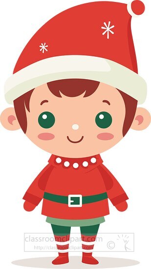 cute happy elf dressed in christmas clothing