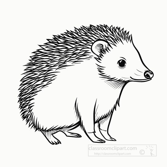 cute hedgehog black outline clip art