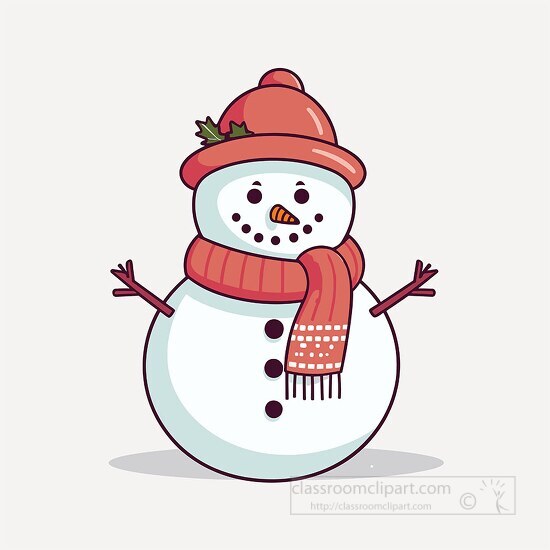 cute holiday snowman with stick arms and a classic carrot nose