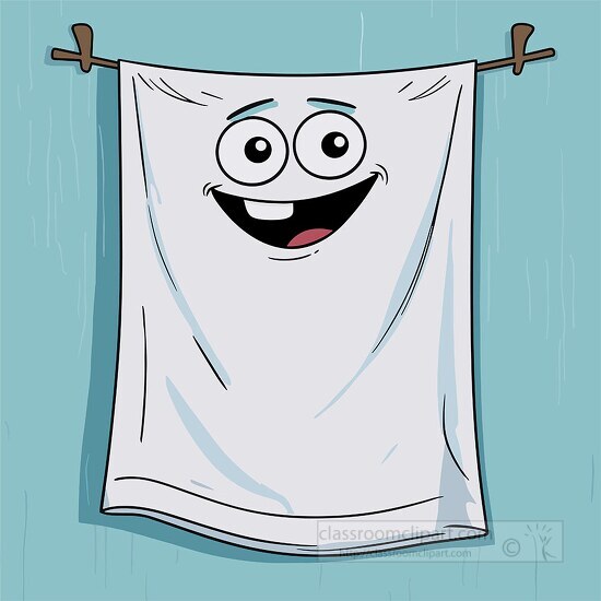 cute illustration of a smiling towel with eyes and a mouth