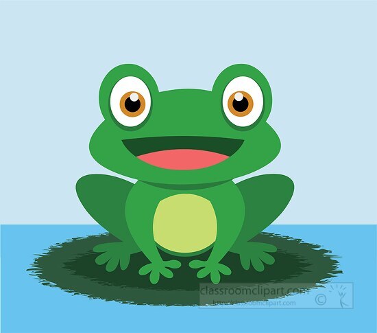 cute large eyed toad on lily pad clipart Clipart
