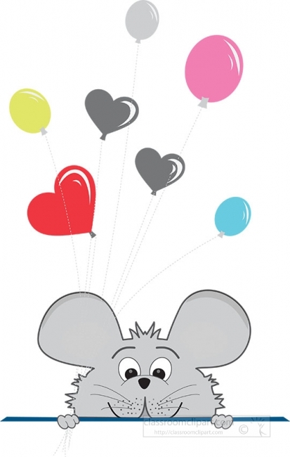 cute little pink animal holding pink red balloons vector clipart