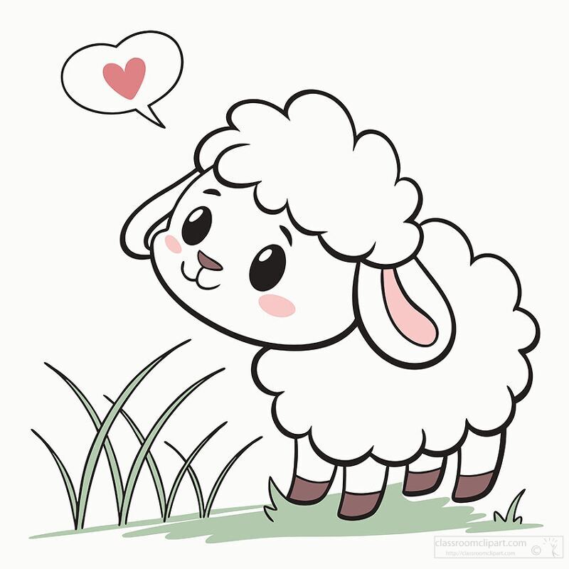 cute minimalistic sheep with a heart thought bubble