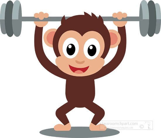 cute monkey lifting weights