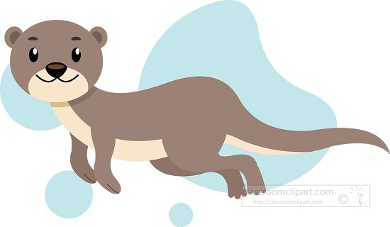 cute otter cartoon character swimming