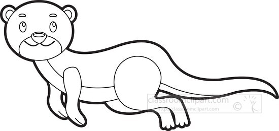 cute otter cartoon character swimming black outline clip art